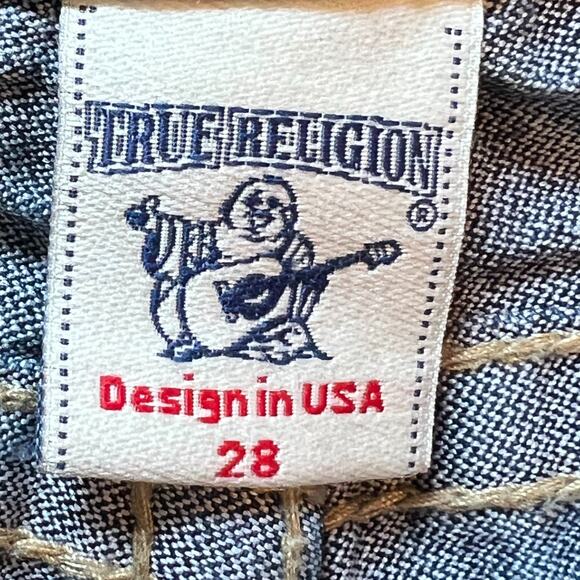True Religion Billy Jeans Womens Size 28 Blue Straight Leg Low Rise Designer - Picture 2 of 12